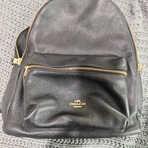 Coach Black Leather Backpack